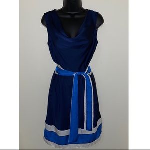 DKNY Navy Wrap Tie Dress